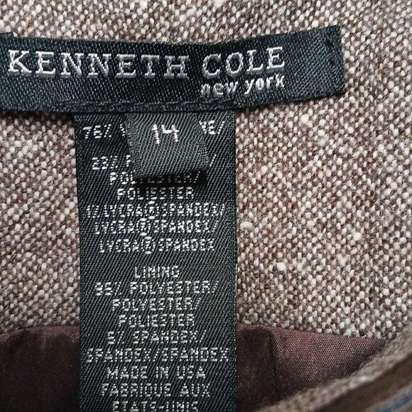 Kenneth Cole brown tweed wool blend zip front lightweight jacket Sz 14 NWOT - Picture 6 of 6